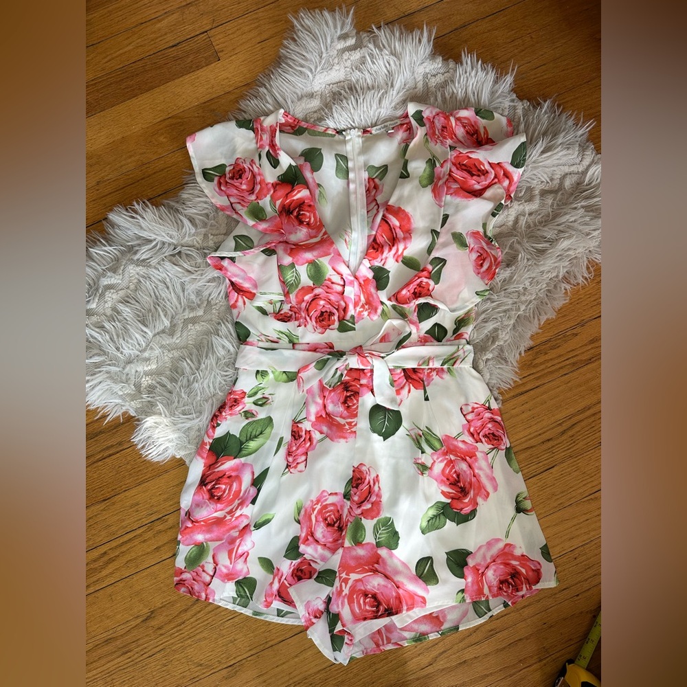 Charlotte Russe Floral Romper with Pink Roses